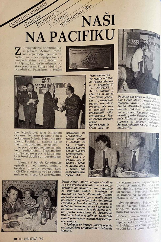 1988. YU nautika article "Naši na pacifiku"